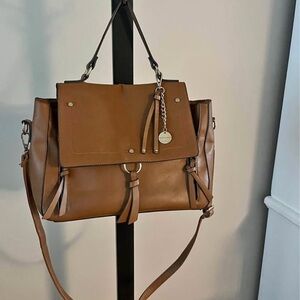 Aldo Tan Satchel Bag with Chain Accent